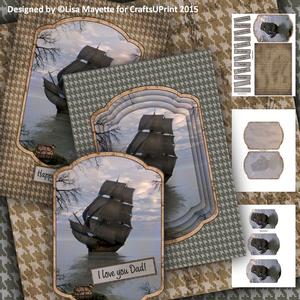 Shaped Houdstooth Pirate's Tall Ship Decoupage Pyramage Kit