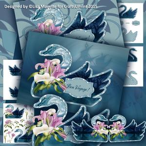 Shaped Moonlight Swan Decoupage Card Mini Kit