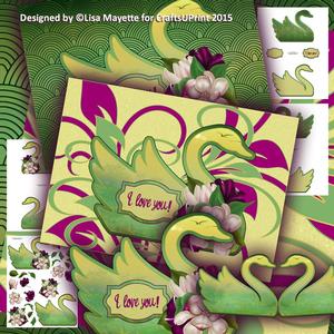 Shaped Meadow Swan Decoupage Card Mini Kit
