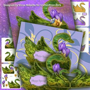 Shaped Spring Swan Decoupage Card Mini Kit