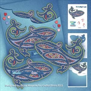 Paisley Whale Love Shaped Decoupage Mini Kit