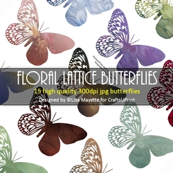 Floral Lattice Butterflies Decoupage Embellishment Craft Sheet 03