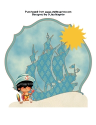 Surfer Sailor Boy Beach Pirate in Blue Card Quick Card Topper