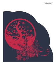 Red & Blue Floral Silhouette Scallop Edged Topper