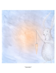 Winter Holiday Rabbits Watercolor Art Quick Card Insert