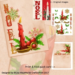 Vintage Style Noel Candle Christmas Decoupage Card Making Mini Kit