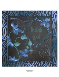 Blue Orchids Zebra Print Chalkboard Thank You Quick Card Topper