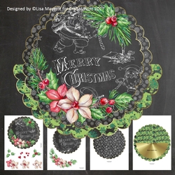 Merry Christmas Poinsettias & Santa Chalkboard Wobble Card Making Kit