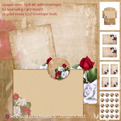 Red & White Roses Golden Christmas A5 & A6 Stationery Set