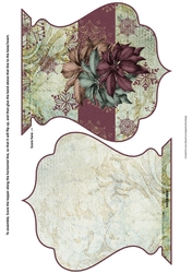 Rococo Poinsettias Christmas Qua-trefoil Shaped Quick Card Topper & Insert