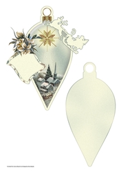 Vintage Religious Christmas Scene Ornament Shaped Quick Card