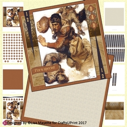 Vintage Art Deco Men Rugby All Occasion Decoupage Card Making Kit