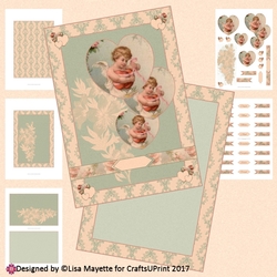 Vintage Cupid Hearts Card Making Kit