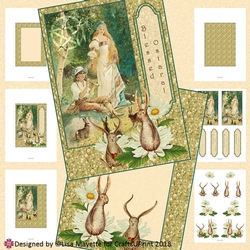 Vintage Ostara Spring Goddess & Flutist Pagan Card Making Kit