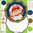 Cute Christmas Monkey Quatrefoil Rocker Card Making Kit