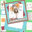 Happy Red Headed Girl & Ice Skating Dog Christmas Cad Making Kit