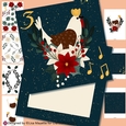 Folk Art 12 Days of Christmas Three Hens aLaying Card Making Kit