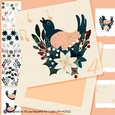 Folk Art 12 Days of Christmas Four Calling Birds Card Making Kit
