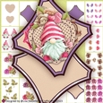 Pink Striped Gnome Diamond Shaped Valentine Card Making Kit