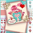 Cute Horned Green Monster Valentine Card Making Kit