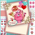 Cute Pink Cyclops Monster Valentine Card Making Kit