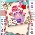 Cute Purple Monster Valentine Card Making Kit