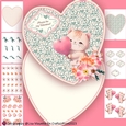Sweet Kitty Balloon Valentine Hearts Shaped Card Making Kit