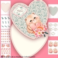 Sweet Chubby Kitty Valentine Hearts Shaped Card Making Kit