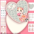 Sweet Orange Kitty Valentine Hearts Shaped Card Making Kit