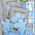 Pastel Blue Santa Silhouette Shaped Decoupage Mini Kit
