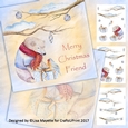 Winter Holiday Bear & Bird Watercolor Art Decoupage Card Making Mini Kit
