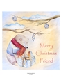 Winter Holiday Bear & Bird Watercolor Art Christmas Quick Card Topper