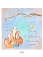 Winter Holiday Foxes Christmas Watercolor Art Quick Card Topper