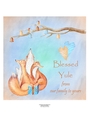 Winter Holiday Foxes Yule Watercolor Art Quick Card Topper
