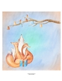 Winter Holiday Foxes Watercolor Art Quick Card Topper