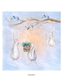 Winter Holiday Rabbits Watercolor Art Blank Quick Card Topper