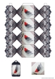 Red & Black Art Deco Christmas Tree Cracker Box with Gift Tag