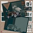 Vintage Art Deco Men Green Antique Car All Occasion Card Making Kit