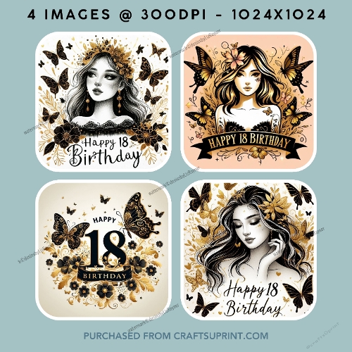 Happy 18th Birthday - Black and Gold Theme