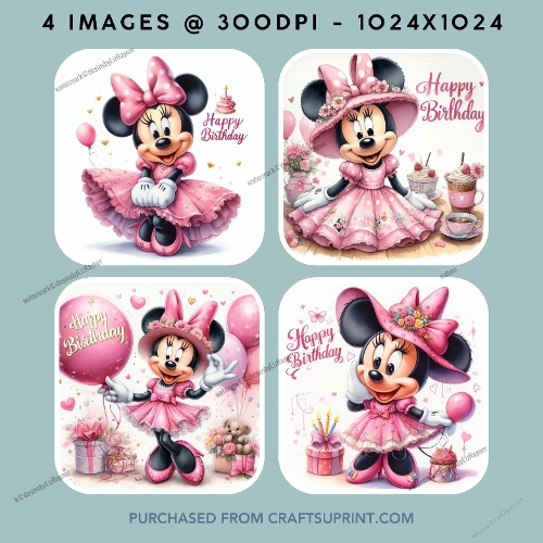 Pink M Mouse Happy Birthday