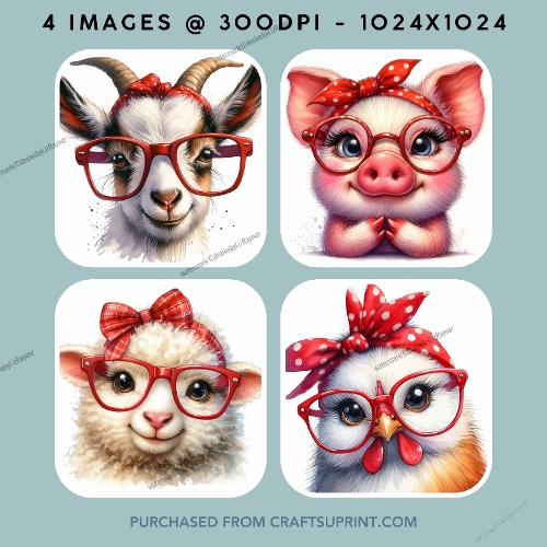 Farm Animals Wearing Glasses