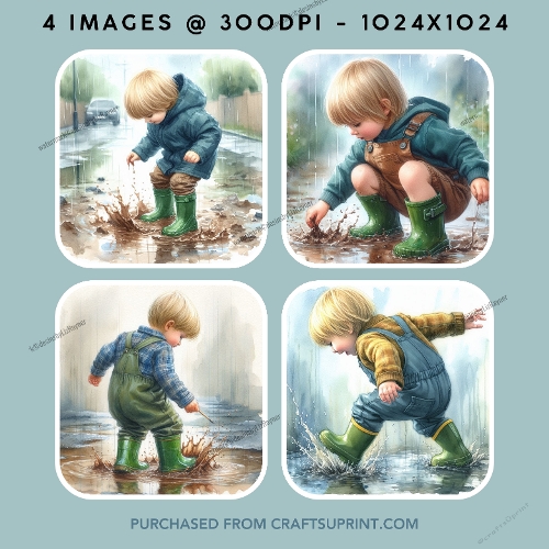 Little Boy Playing in the Mud