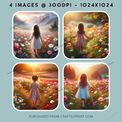 A Girl Walking Through a Flower Meadow