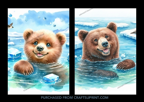 Bear swimming in the Arctic