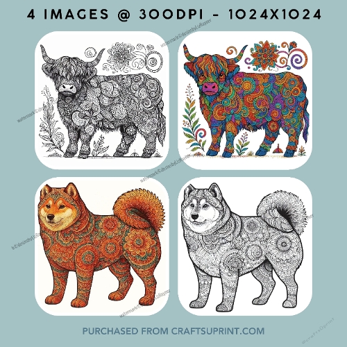 Zen Images of a Dog and Highland Cow
