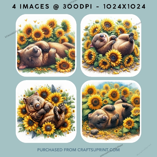 Fury Wombat Relaxing Amongst Sunflowers