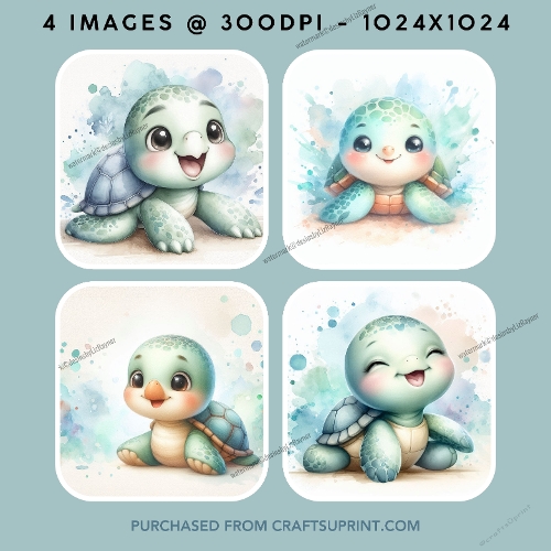 Cute Watercolour Baby Sea Turtle
