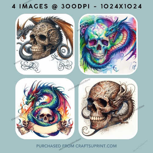 Gothic Skull and Majestic Dragon