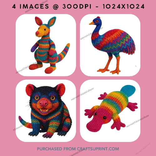 Rainbow Australian Wildlife Knitted Images (set 1)