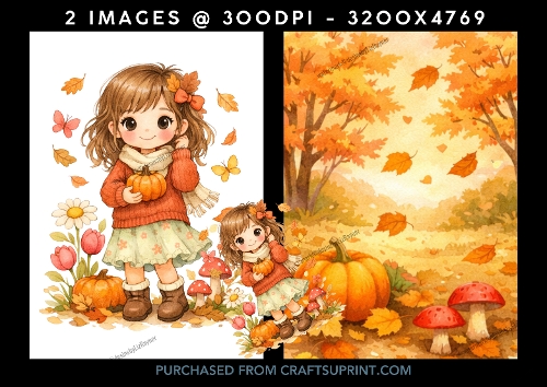 Autumn Cutie Watercolour Clipart Pack (set 1)
